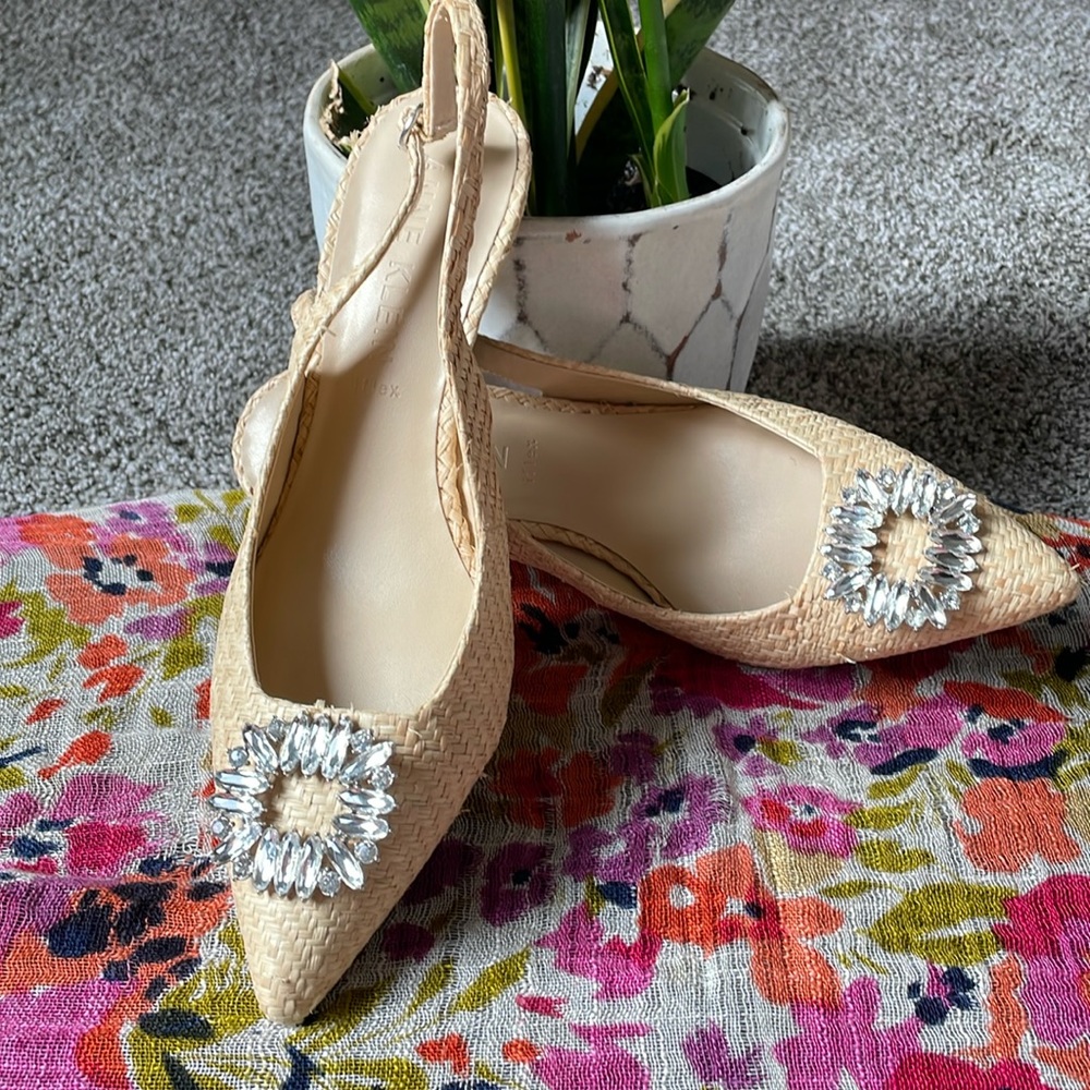 Anne Klein Rocky Natural Raffia Slingback Pump 9.5